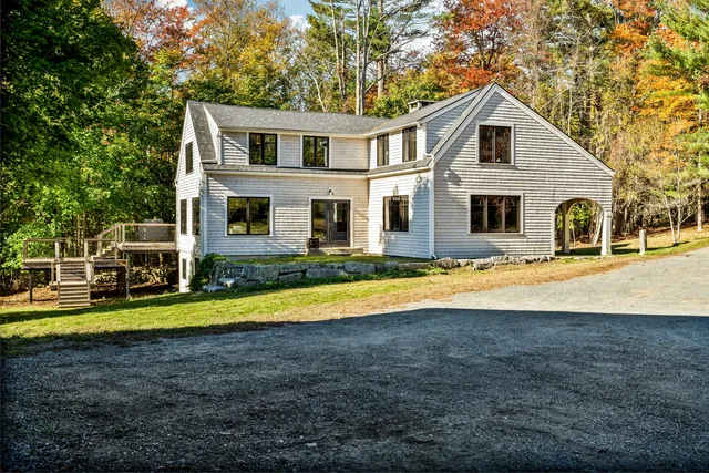 Shingle home exterior in autumn