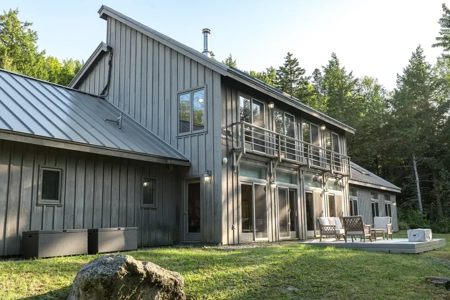 Modern grey board-and-batten home